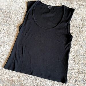 J Crew Ribbed Tank Top Solid Black Sleeveless Round Neck Cotton: Large